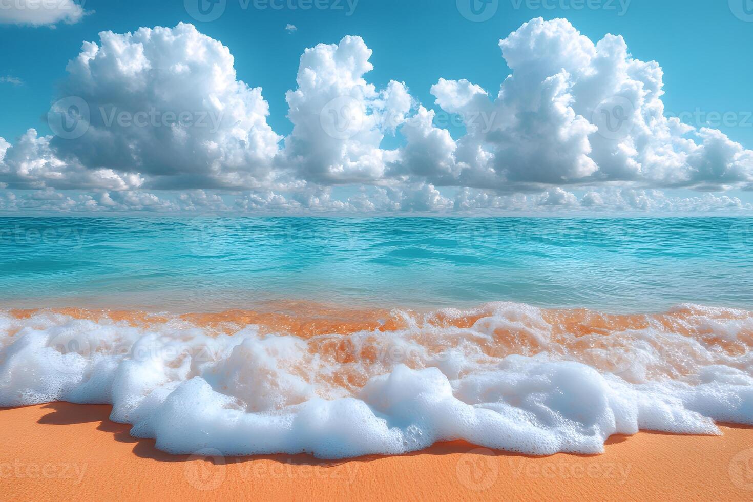Serene Coastal Paradise Blue Ocean Waves and Cloudy Skies for Relaxation and Inspiration photo