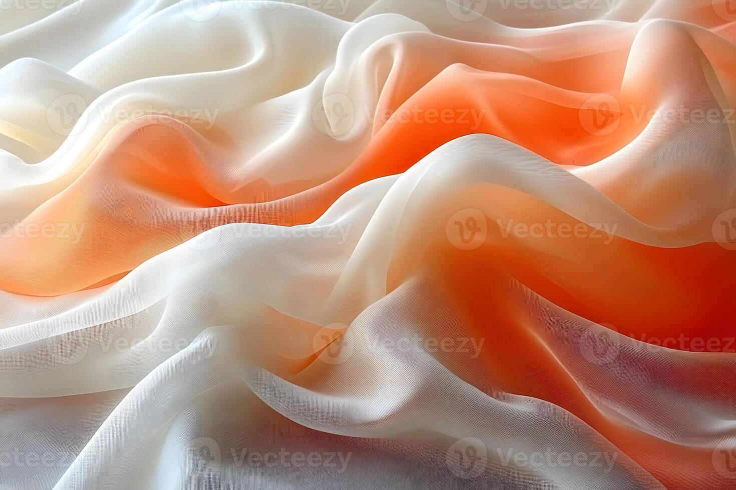 Elegant Waves of White and Orange Silk Fabric for Luxury Design Projects photo