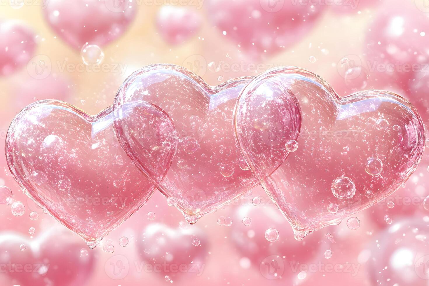 Romantic Bubble Hearts with Sparkling Effect for Valentine's Day and Romantic Designs photo