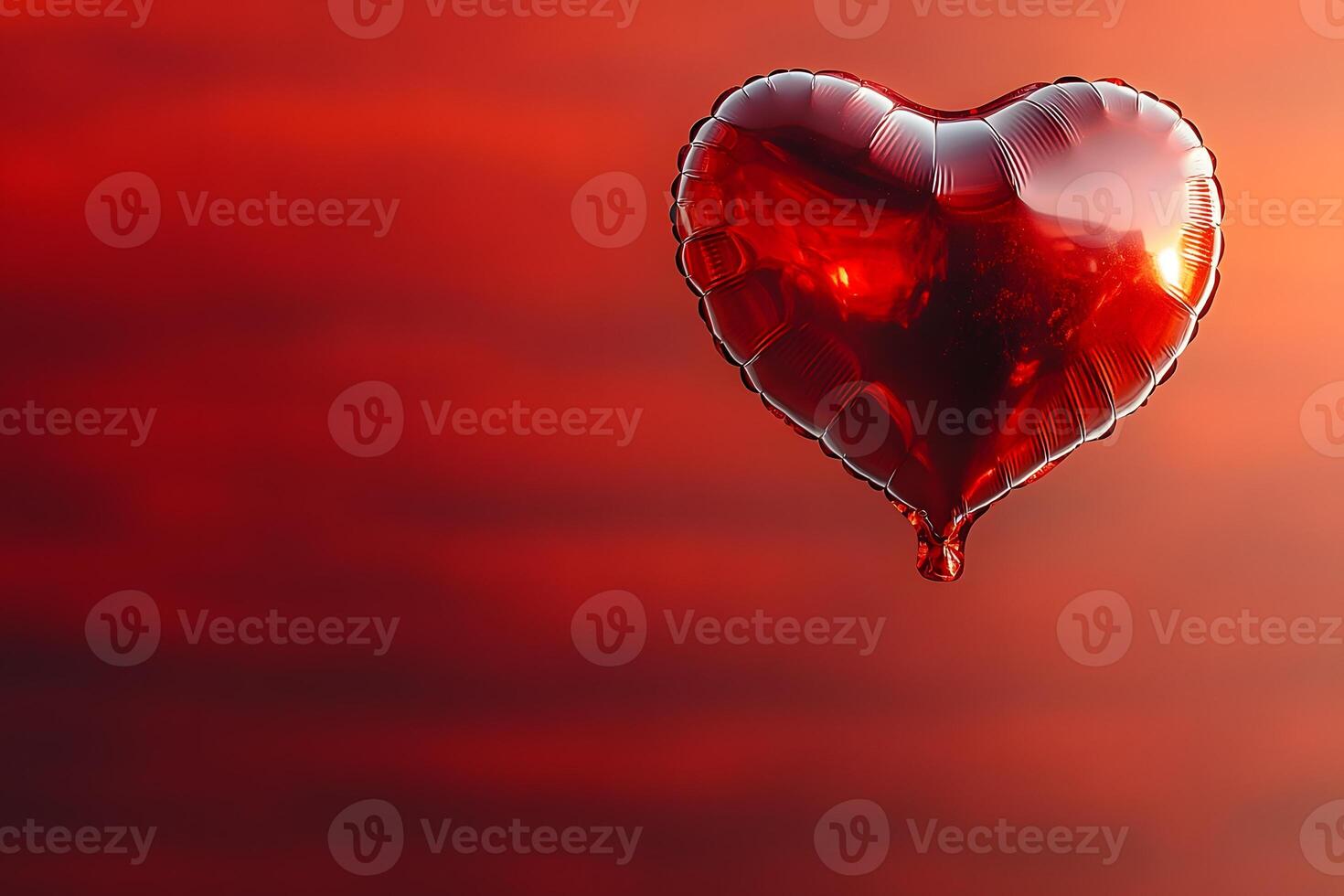 Romantic Heart Balloon on Red Background for Valentine's Day Design photo