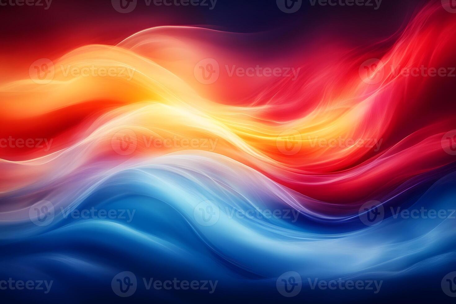 Vibrant Abstract Art Representing Flowing Red, Orange, and Blue Energy Waves photo