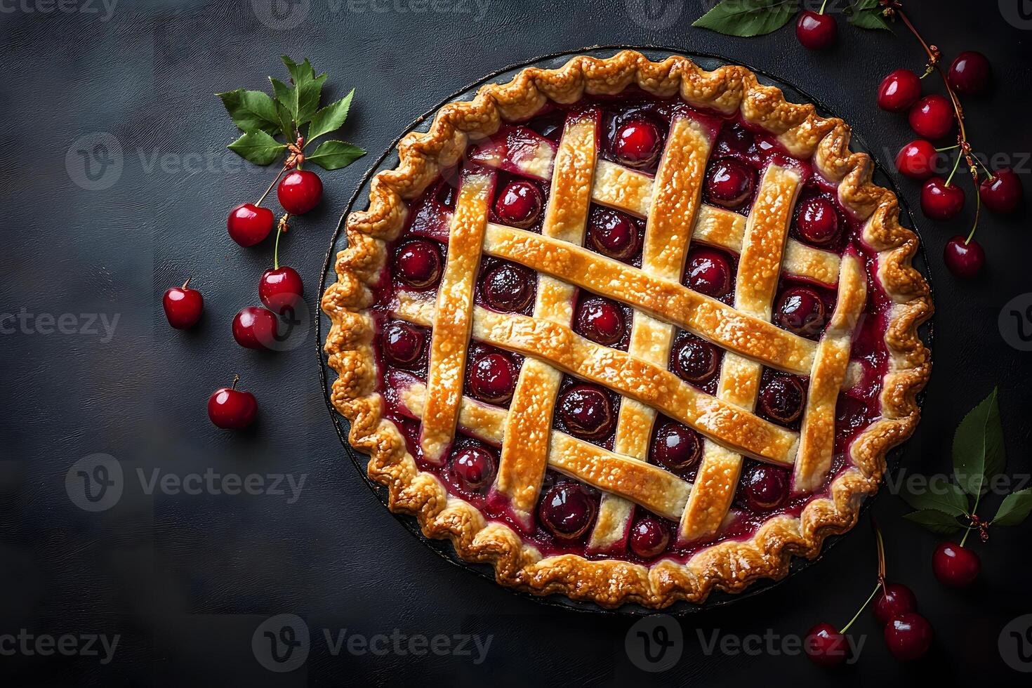 Homemade Cherry Pie with Lattice Crust for Rustic Dessert Theme - Perfect for Holiday Celebrations photo