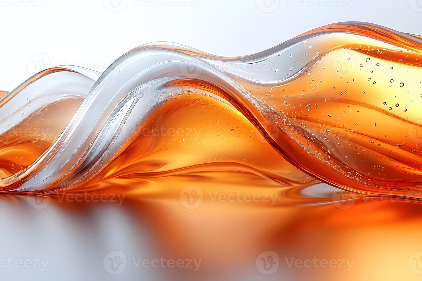 Elegant Abstract Waves in Orange and White with Bubbles for Modern Design photo