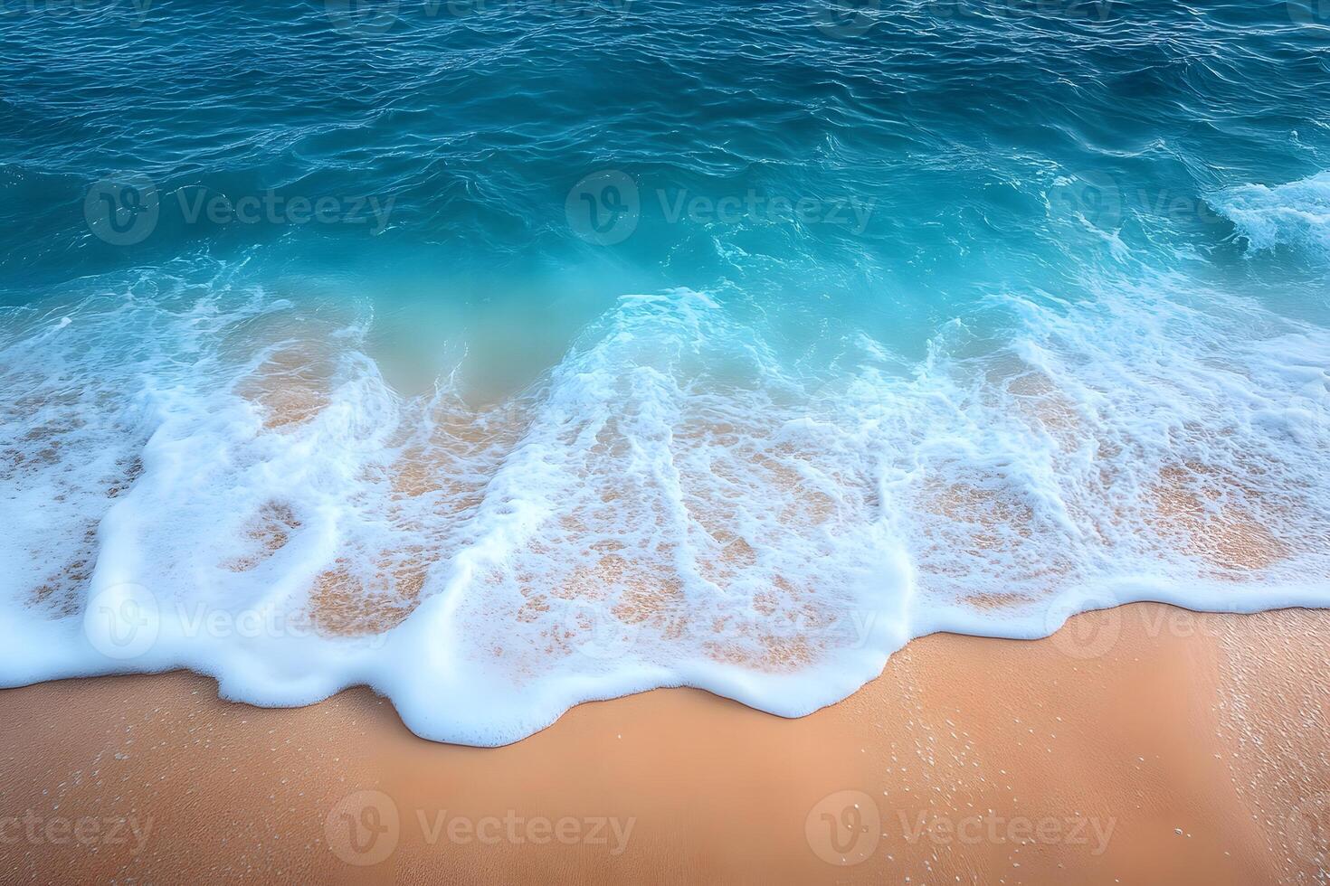 Serene Ocean Waves and Sandy Beach - Perfect for Summer Vacation Concepts and Travel Posters photo