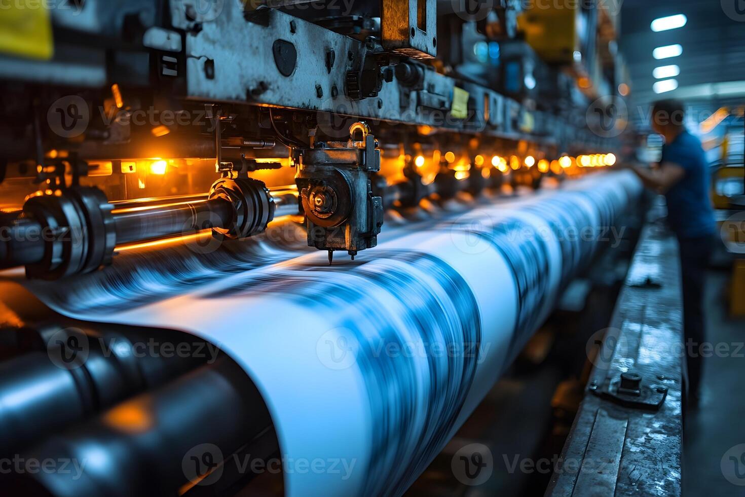 High-Speed Printing Press in Action for Industrial Production photo