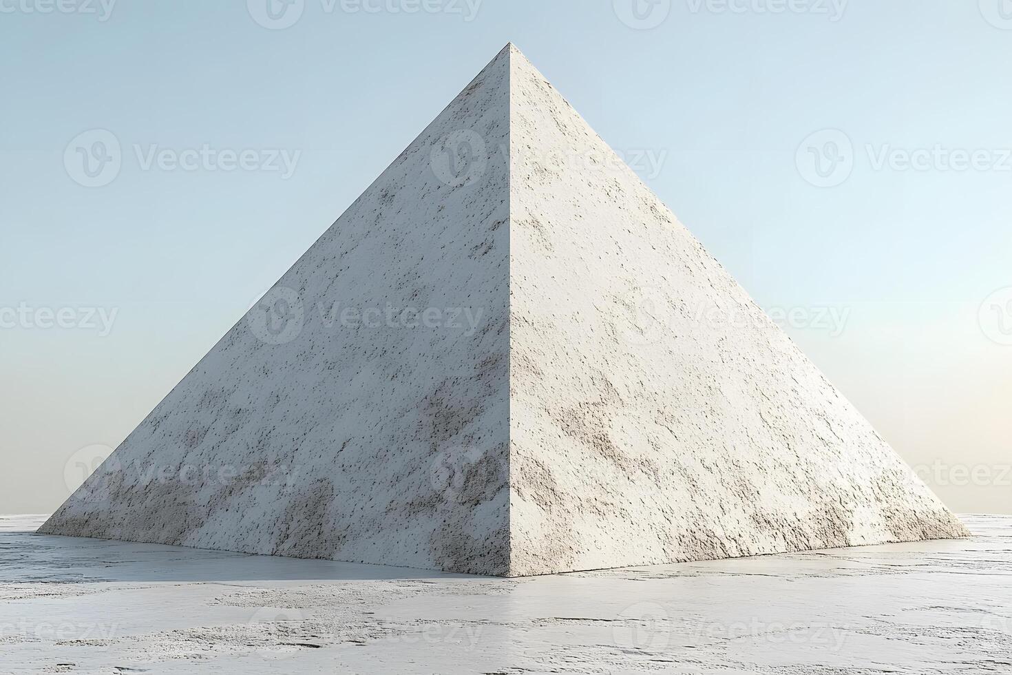 Mystical White Pyramid Under Clear Sky in Desert Setting for Posters and Wall Art photo