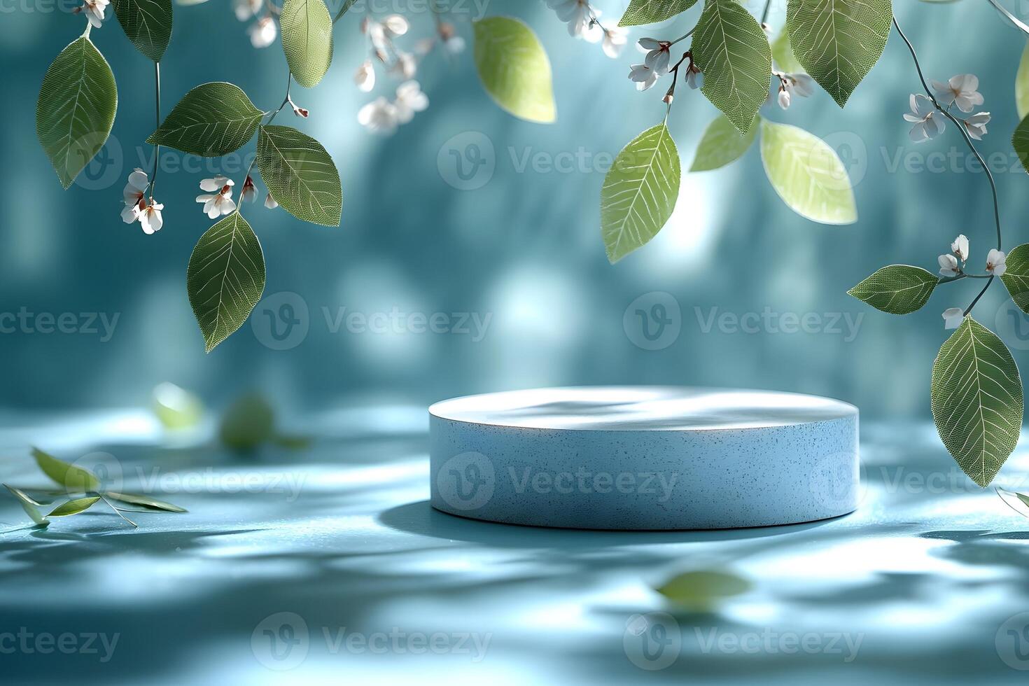 Elegant Spring Nature-Themed Display for Product Presentation or Botanical Design photo