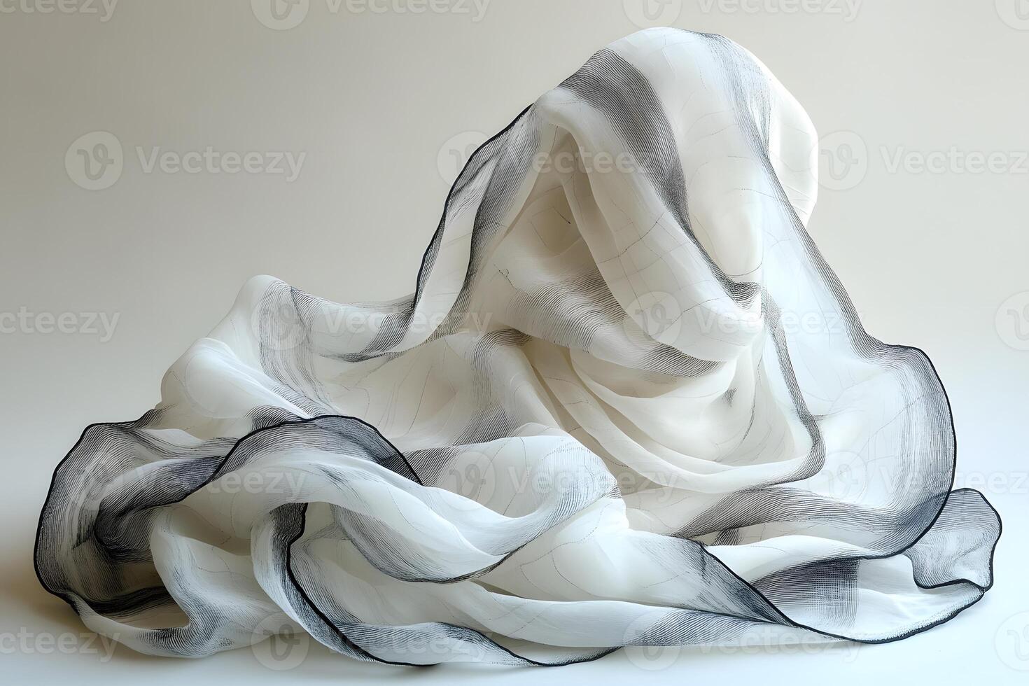 Elegant Flowing White and Gray Fabric with Gentle Curves for Design and Inspiration photo