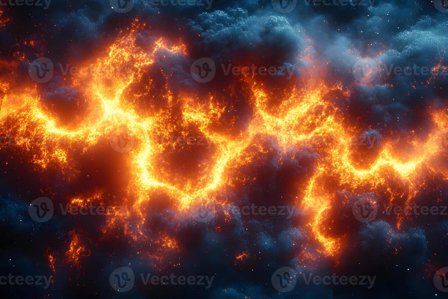 Abstract Fiery Explosion in Dark Cloudy Sky for Dynamic Design photo