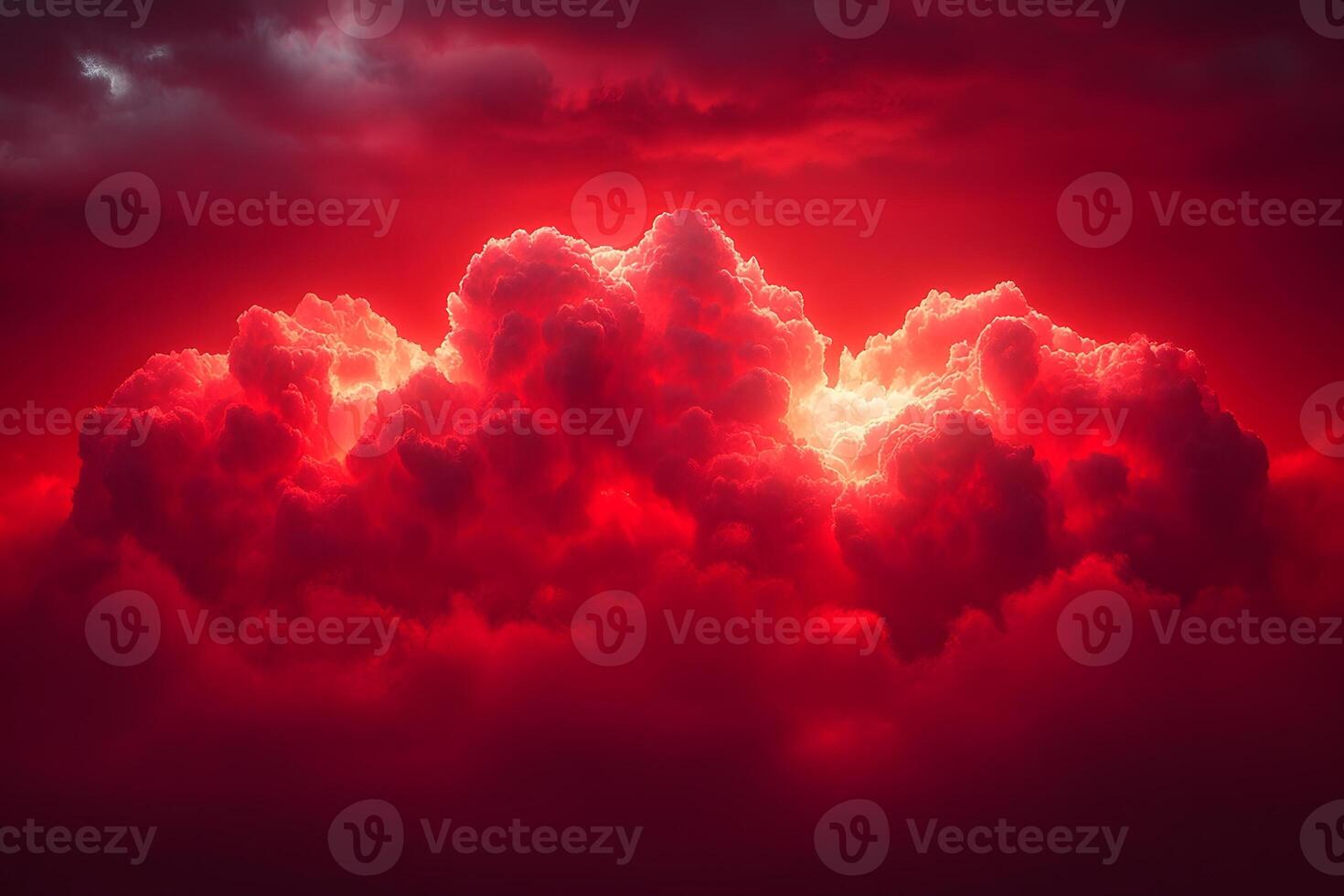 Dramatic Red Sky with Illuminated Clouds - Atmospheric Horizon for Poster or Print photo