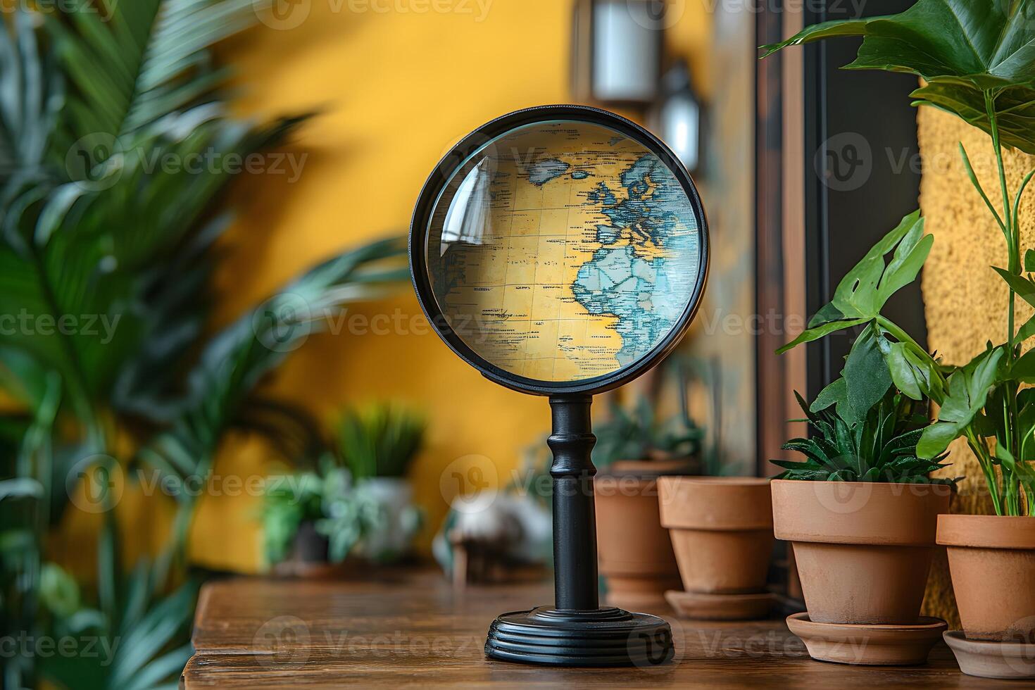 Vintage Globe and Indoor Plants for Eco-Friendly Home Decor and Inspiration photo