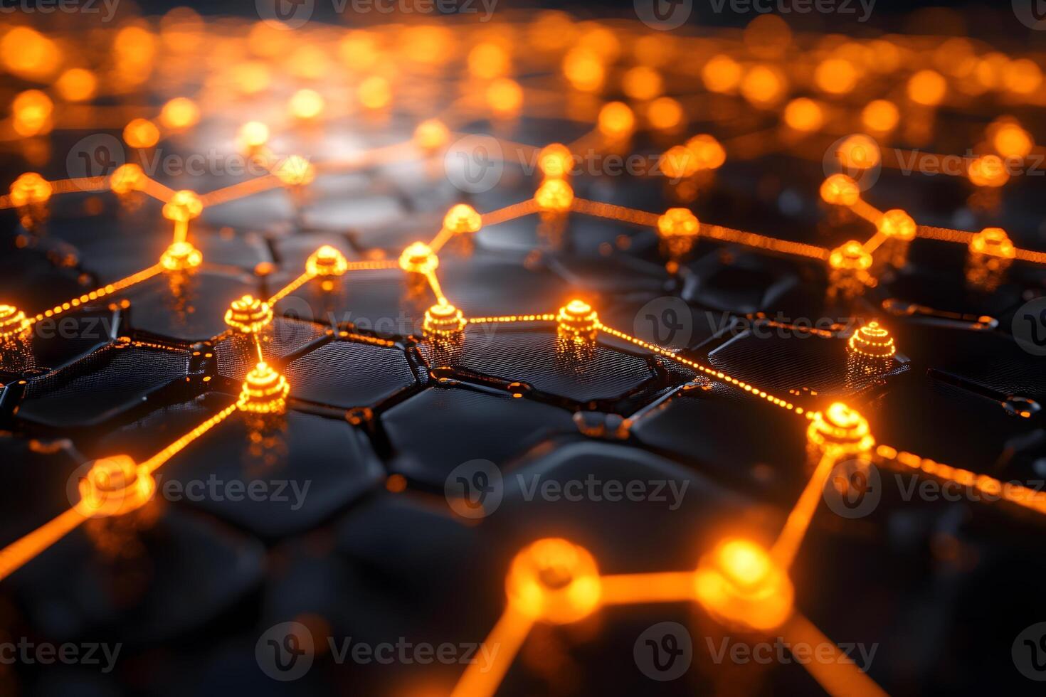 Glowing Network Connections on Abstract Dark Background for Technology Design photo