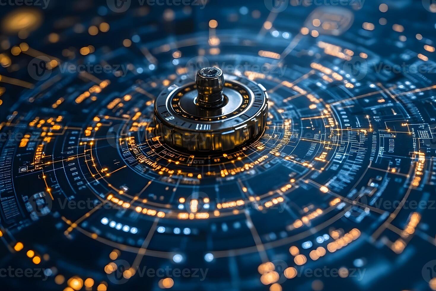 Futuristic Tech Interface Design with Glowing Digital Circuits photo