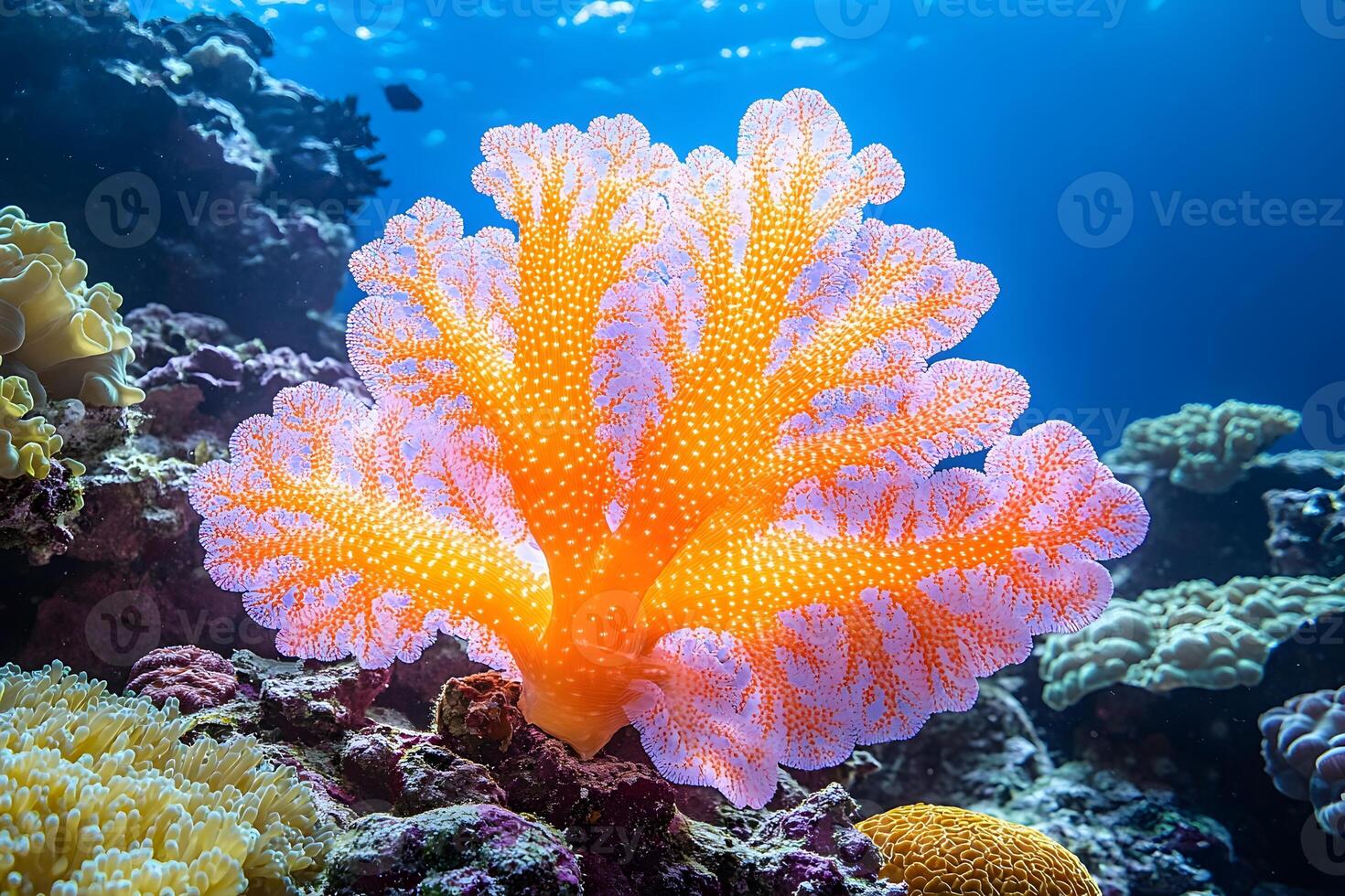Vibrant Coral Reef Scene Underwater Marine Life Exploration for Ocean Design photo