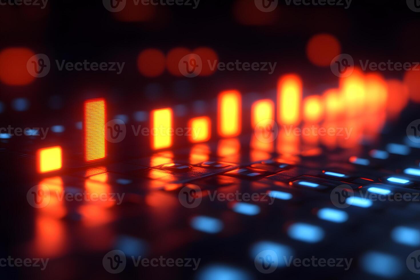 Vibrant Equalizer Display with Glowing LED Lights for Music Production photo