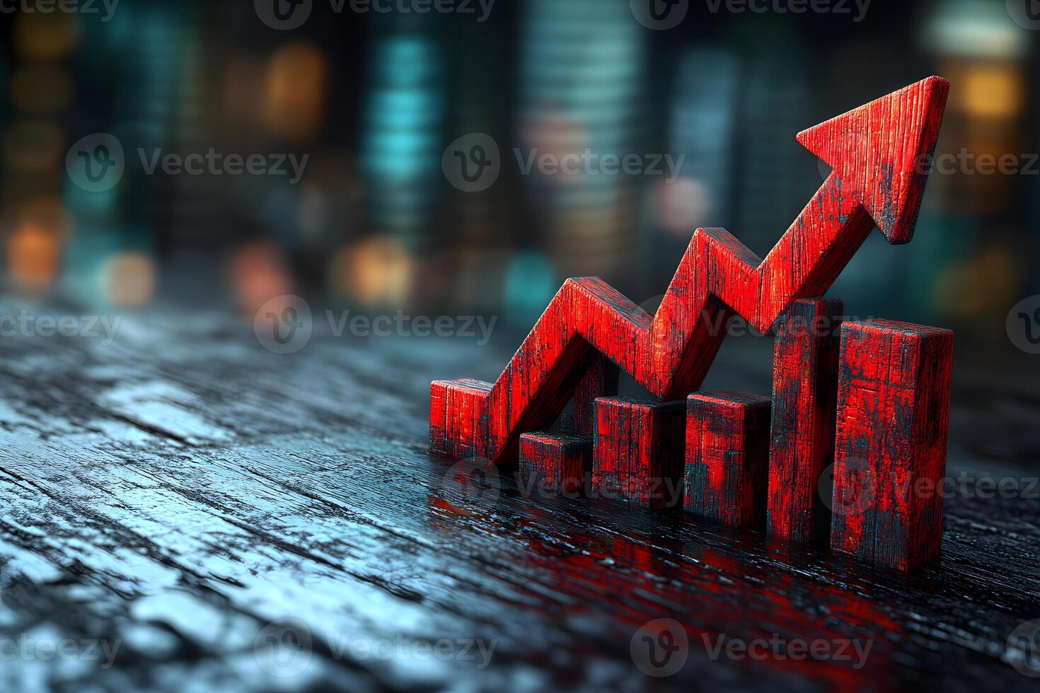 Rising Business Trends Concept with Red Arrow Symbolizing Growth and Success photo