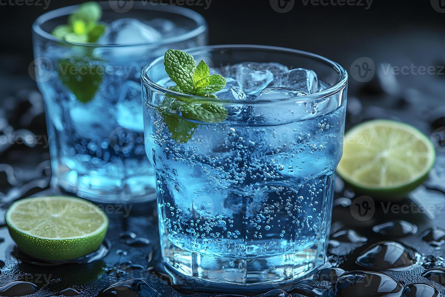 Refreshing Summer Cocktail with Lime and Mint Perfect for Beverage Design photo