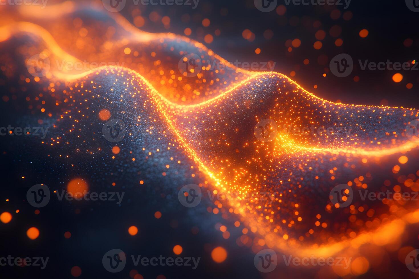 Abstract Waveform of Glowing Orange Particles for Modern Design Projects photo