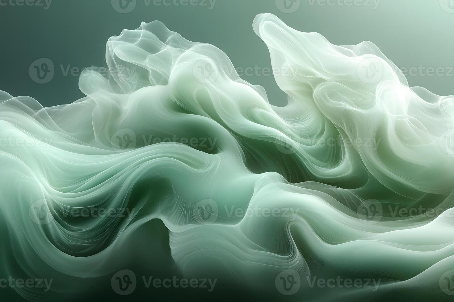 Ethereal Waves of Abstract Green Smoke for Creative Design and Print photo