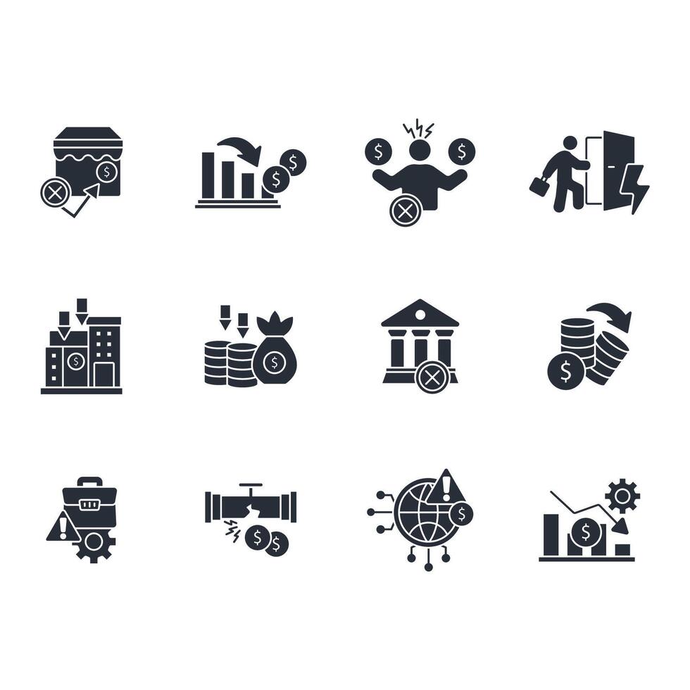Business failure icon flat vector
