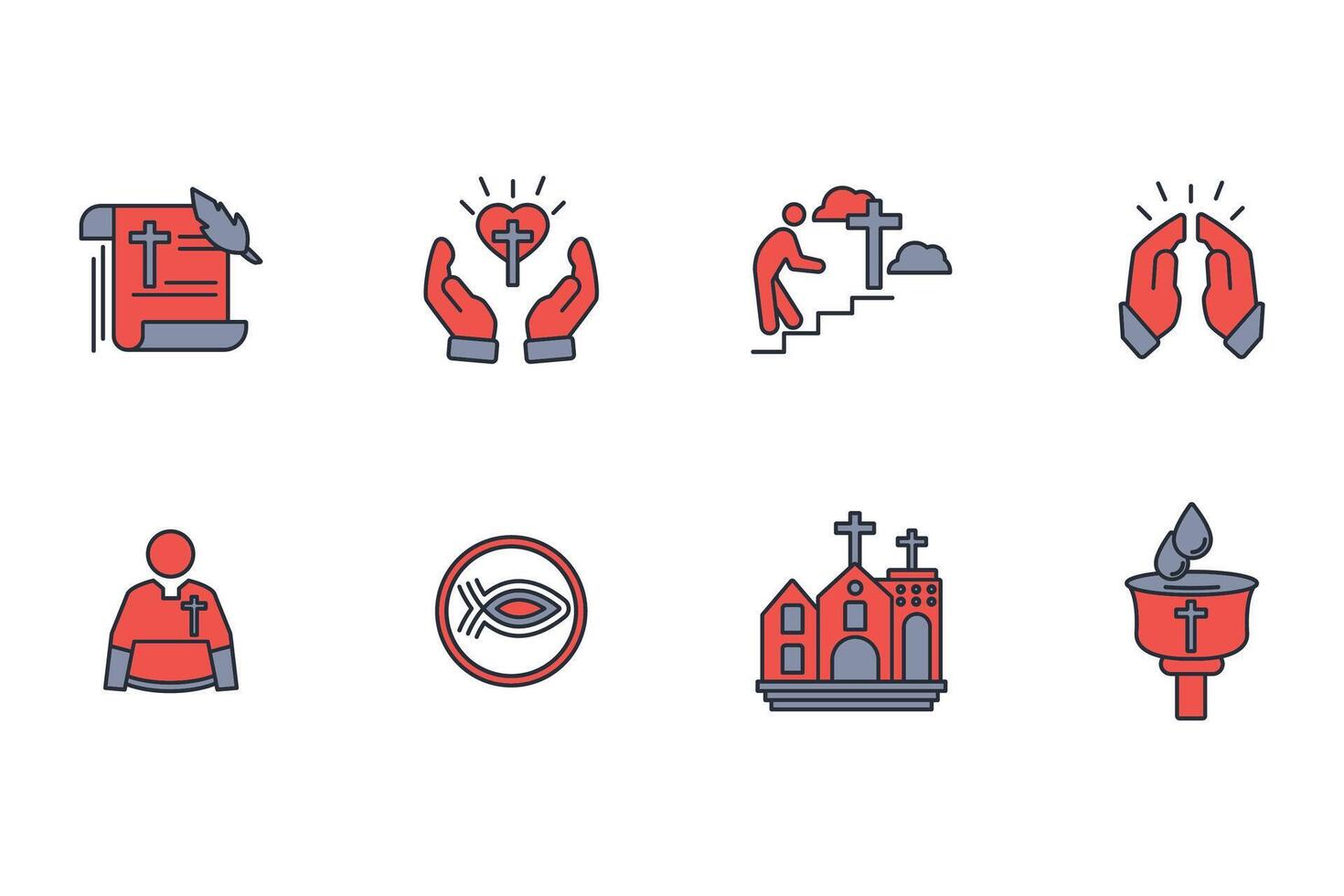 Christianity icon set color vector