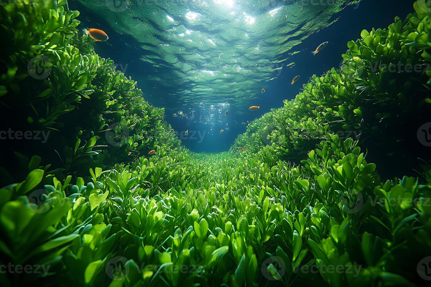 Underwater Paradise Vibrant Aquatic Plant Life and Tropical Fish photo