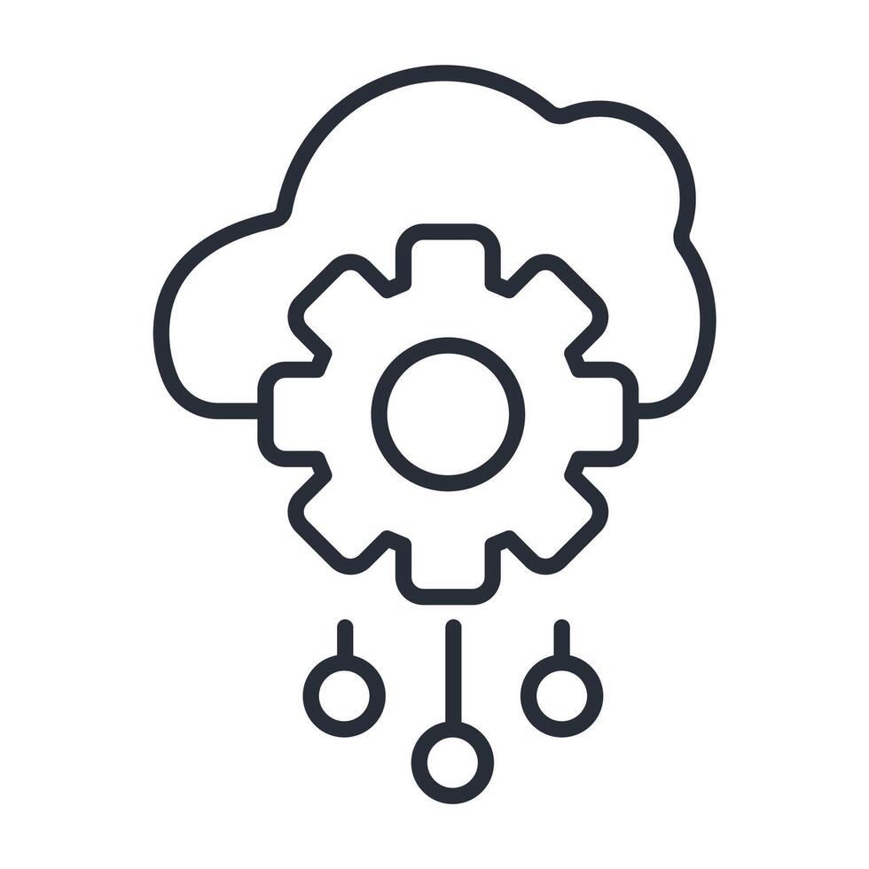 cloud ai icon.Editable stroke.linear style sign for use web design,logo.Symbol illustration. vector