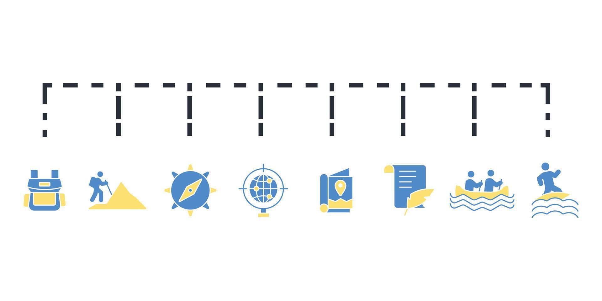 Adventure icon set.Editable stroke.linear style sign for use web design,logo. vector