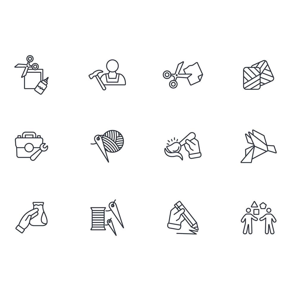 Crafting icon set line vector
