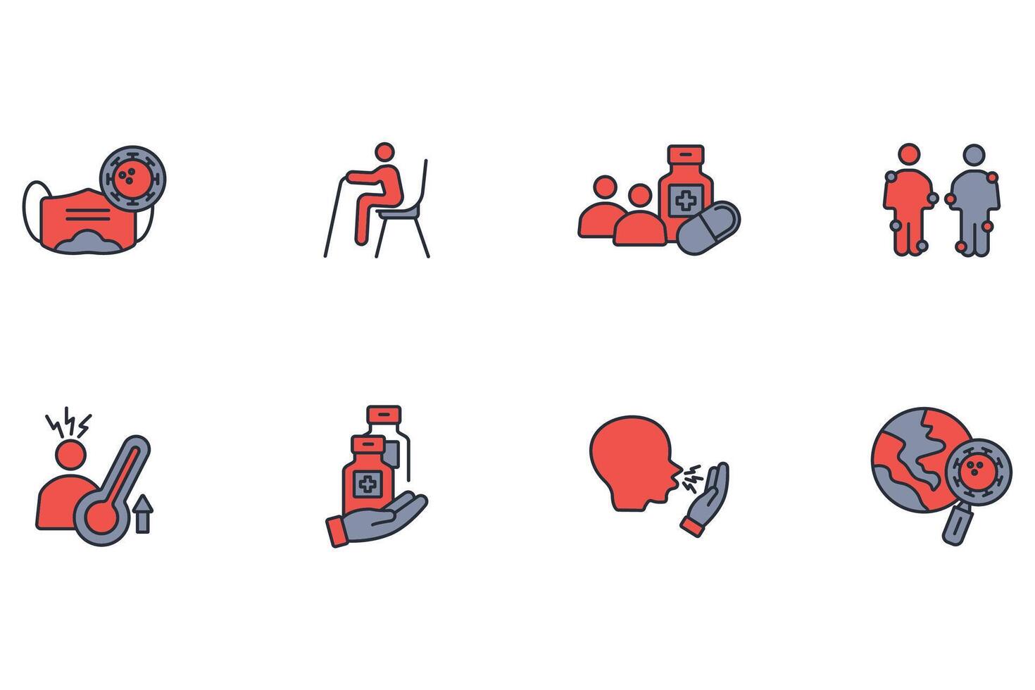 sickness color icon set vector