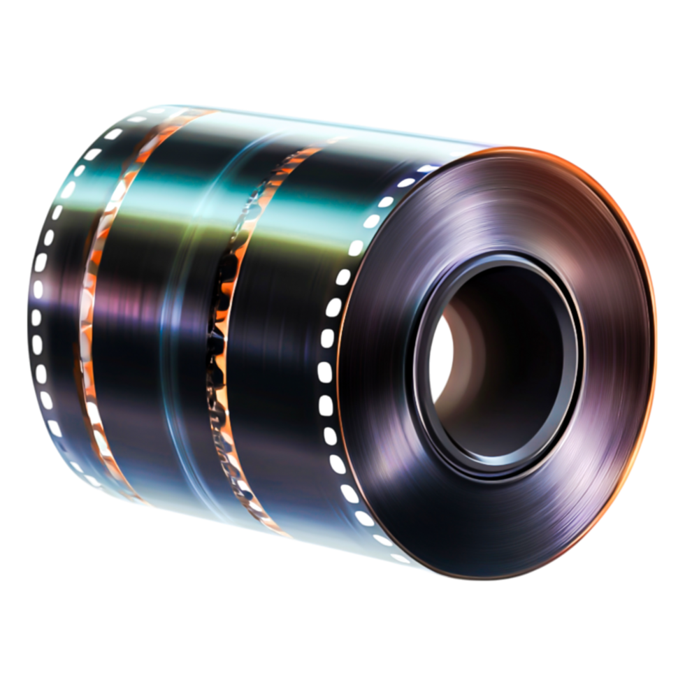 Glossy Reel of Film with Multicolored Light Reflections png