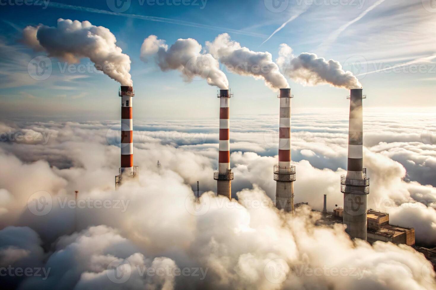 A factory with smoke coming out of the chimneys photo