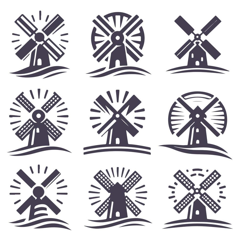 Sky Wind Mills collection logo vector