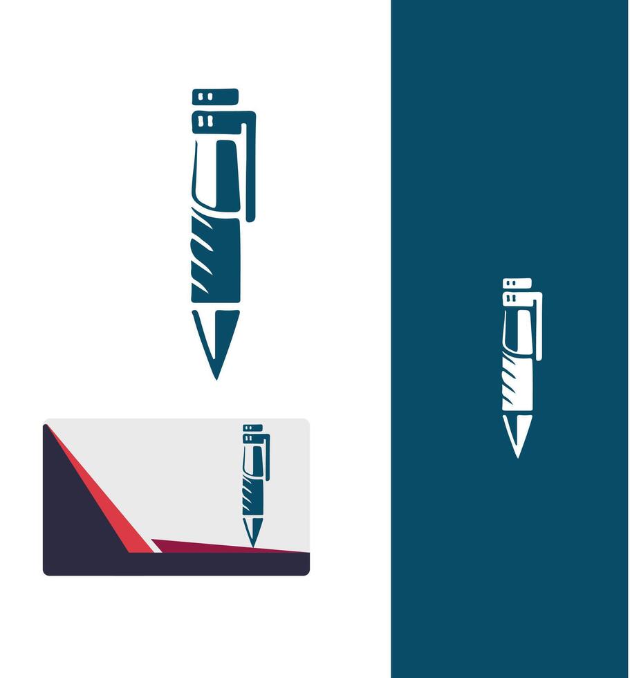 Ink Wave pen logo design vector
