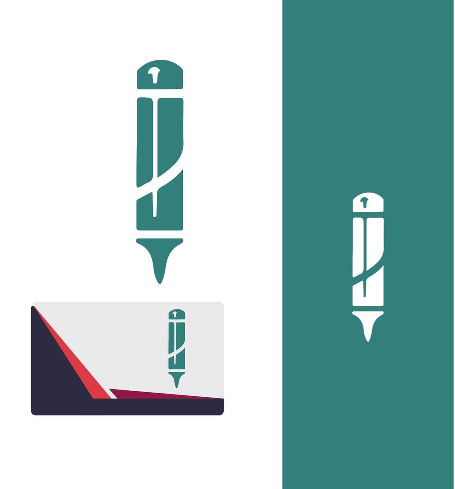 Ink Quest pen logo design vector