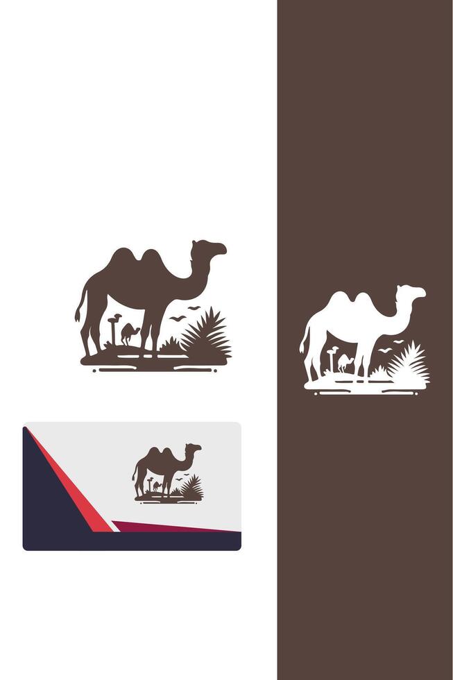 Golden Dromedary camel logo vector