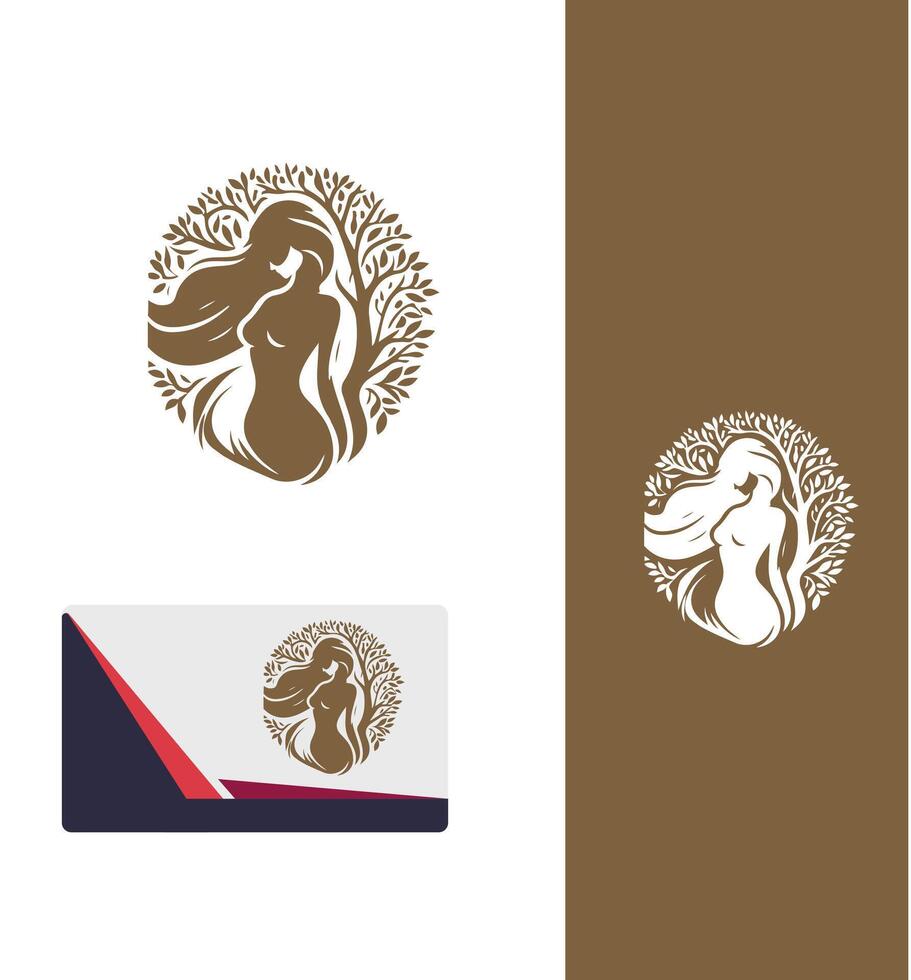 Wildwood Warden Dryad Woman Logo Design vector