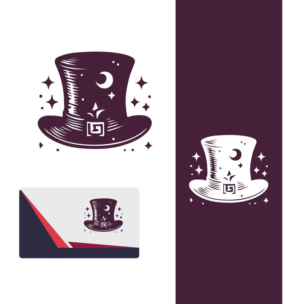 Wizardry Brim Magic Hat logo vector