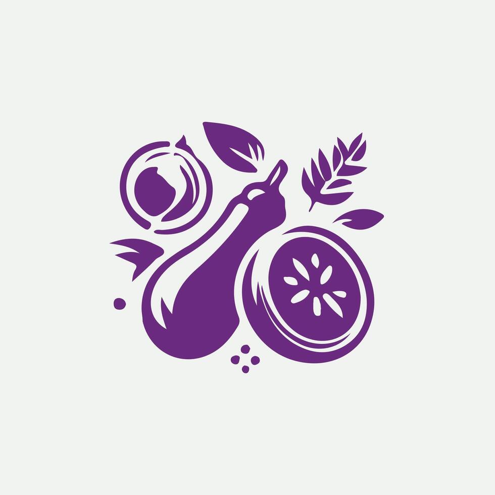 Aubergine vegetable logo vector
