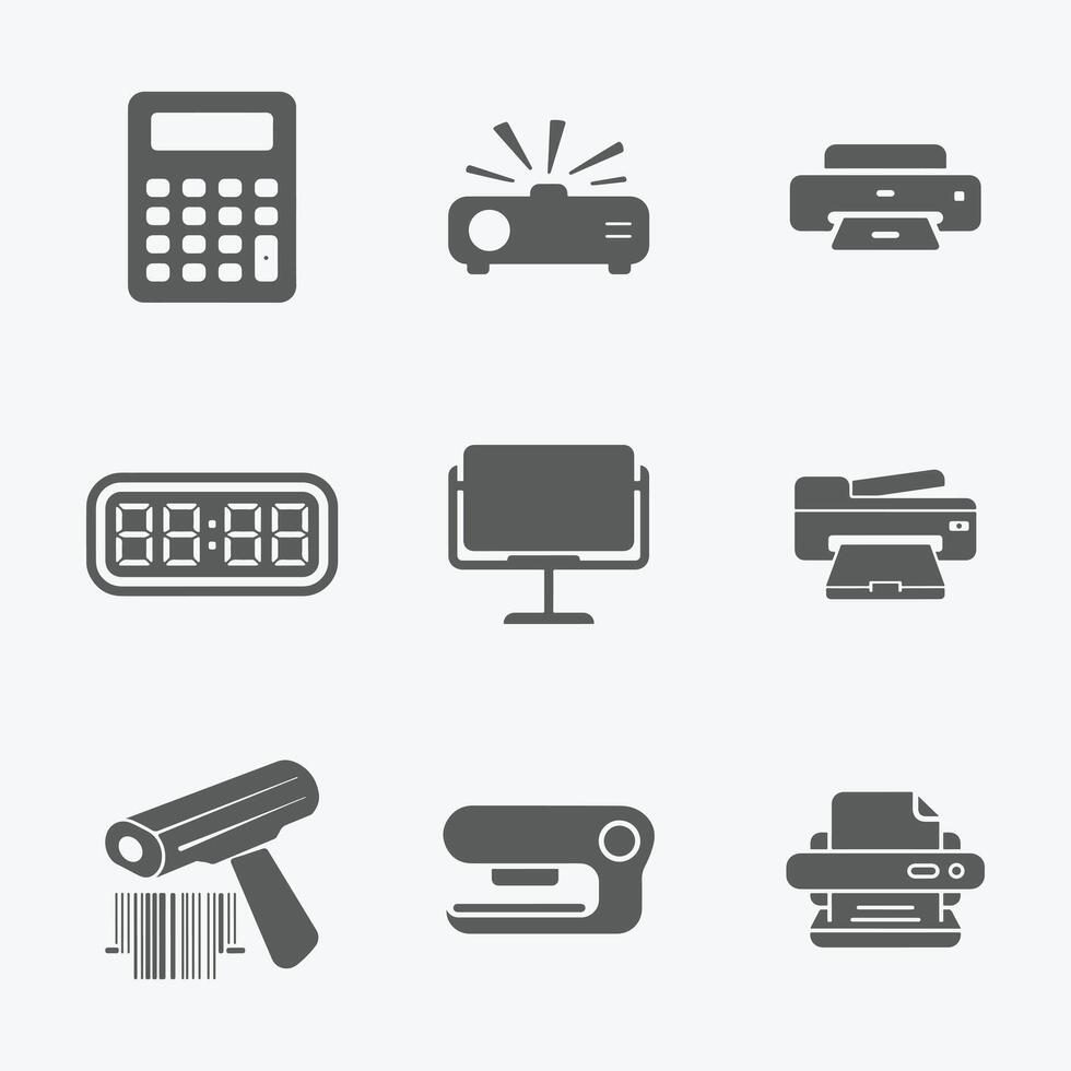 Office and Business Equipment Icons Minimal and Versatile Style vector