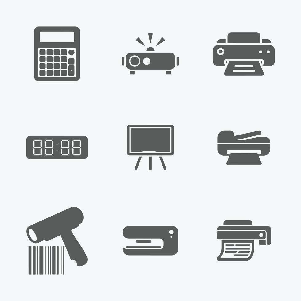 Office and Business Equipment Icons Simple and Elegant for Web and Apps vector