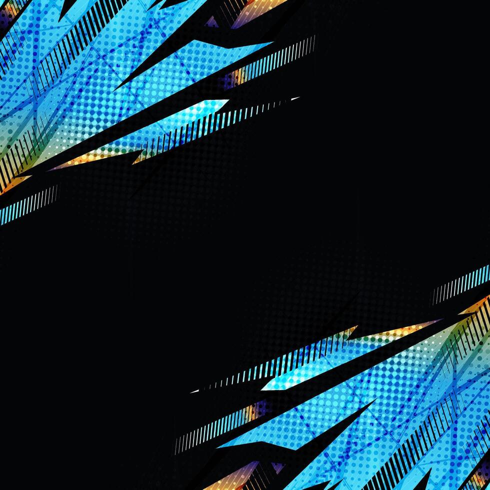 Energetic and Contemporary Abstract Sports Background With Blue and Orange Gradient Brush Strokes and Halftone Textures vector