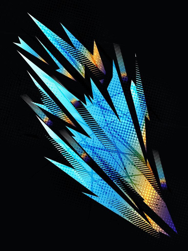 Abstract Fitness and Sports Background Concept with Blue and Orange Gradient Brush Strokes and Vibrant Halftone Effect. Suitable for Poster or Cover Design vector