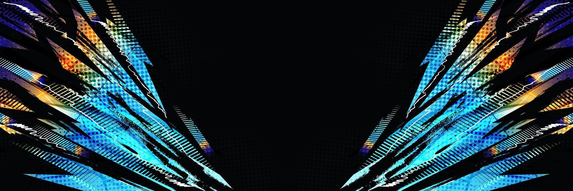 Abstract Sport Background Design with Blue and Orange Gradient Brush Strokes and Halftone Effect vector