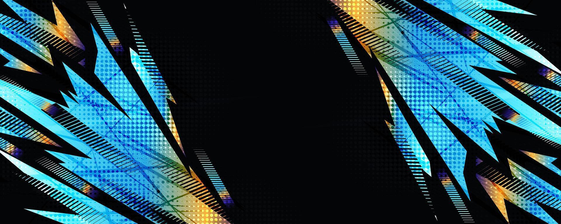 Energetic Abstract Sports Design with Vibrant Blue and Orange Gradient Brush Strokes With a Halftone Pattern vector