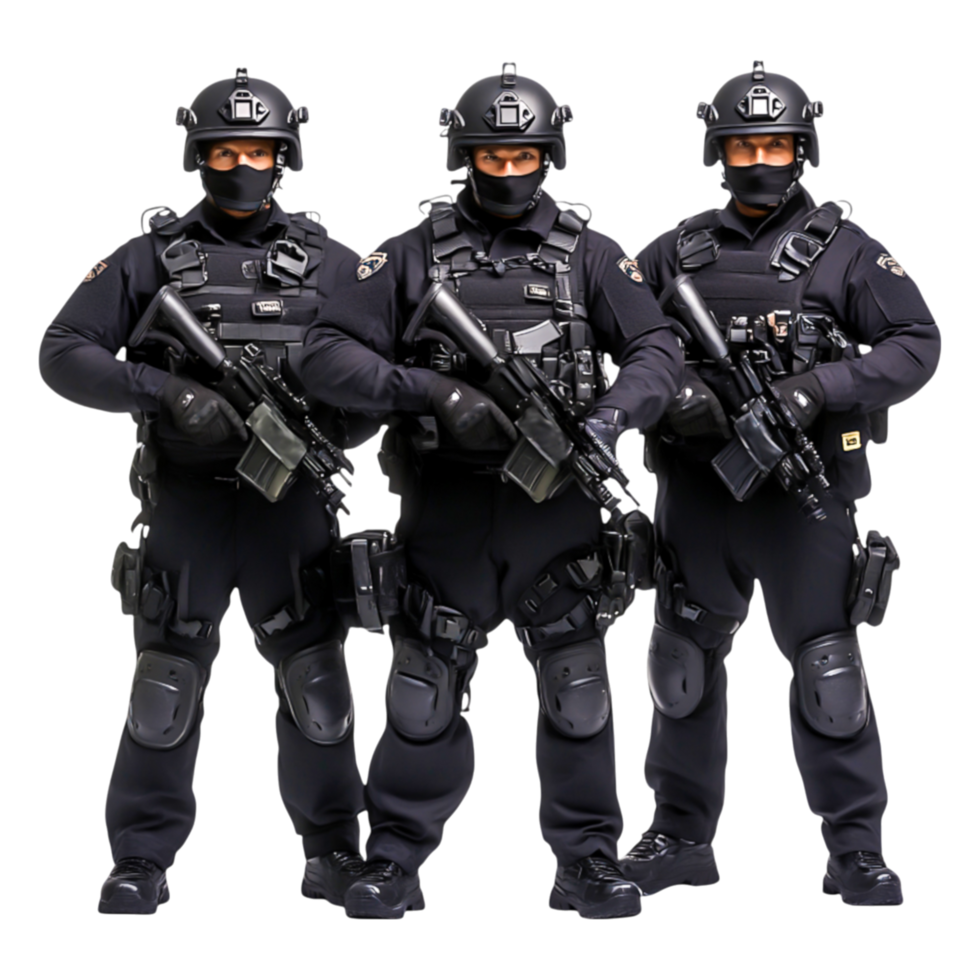 Tactical Law Enforcement Team in Full Gear and Ready for Action png