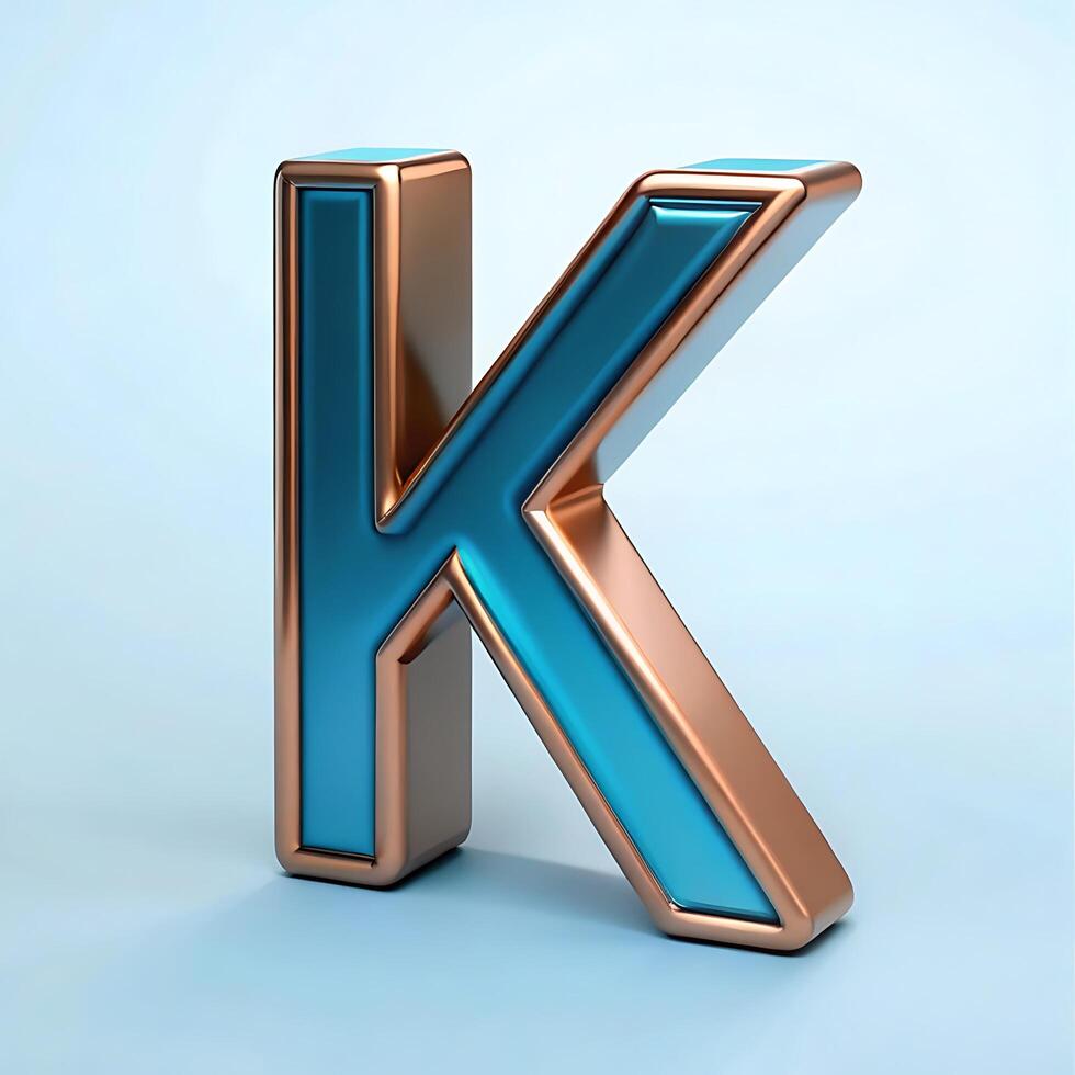 Three Dimensional Render of a Teal and Copper K Letter photo