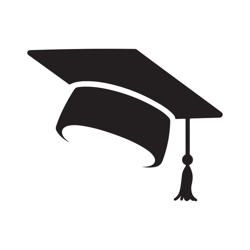 Graduation hat icon, mortarboard cap symbol vector