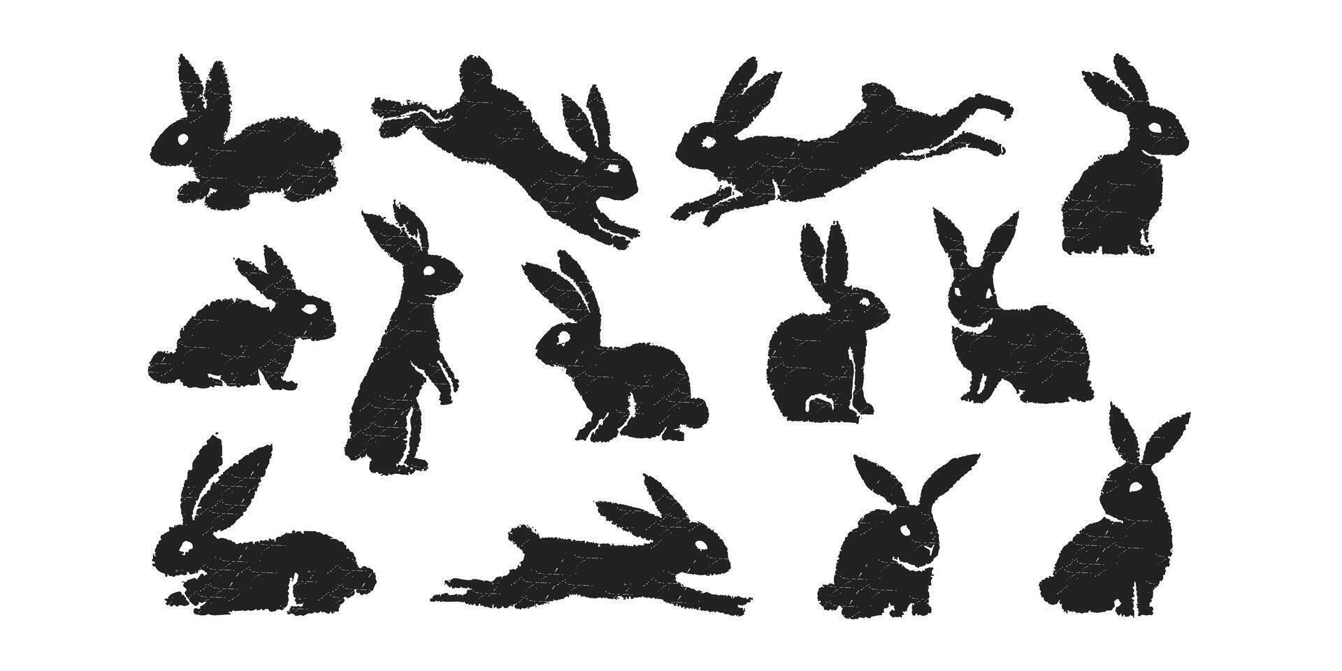 GRUNGE ELEMENT COLLECTION - RABBIT vector