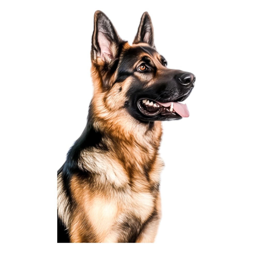 Realistic Portrait of a German Shepherd Dog with Alert Expression and Fur png